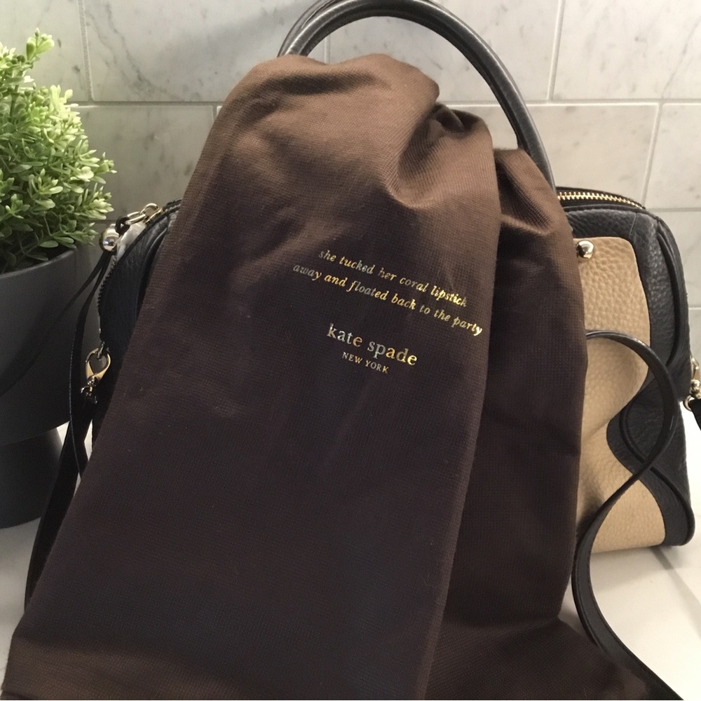 Kate Spade Pebbled Leather Black/Tan Crossbody Bag - Picture 12 of 13